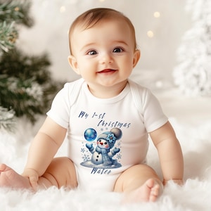 Personalized Baby&#39;s First Christmas Bodysuit: Snowman Gift