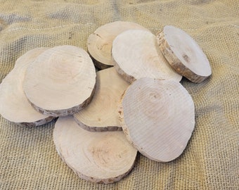 10 Cherry Wood Slices no Bark for Art & Craft, Wood Burning, Wedding Decor, Ornaments - Free Shipping