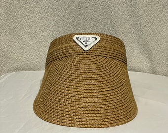 Excellent Vintage Prada Straw Tennis Hat Beige