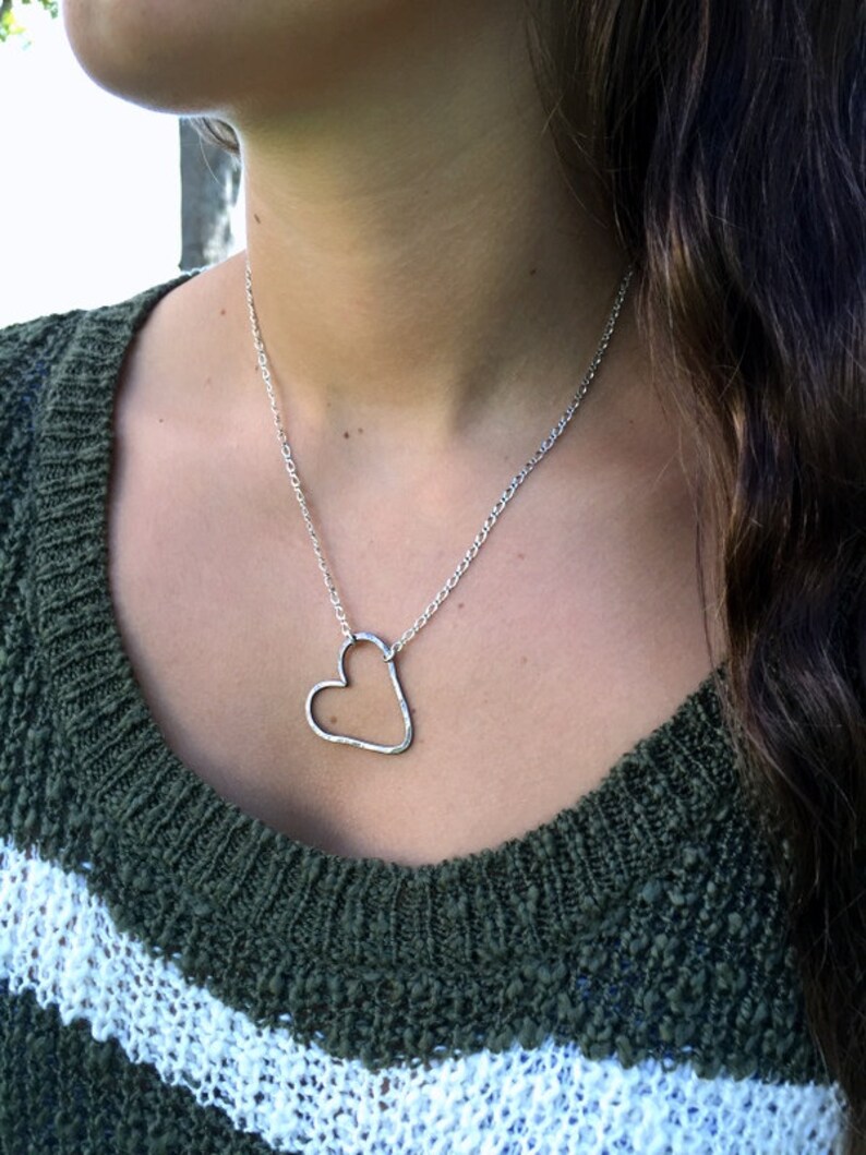 Wire Heart Necklace Metalwork Necklace Sterling Silver Etsy