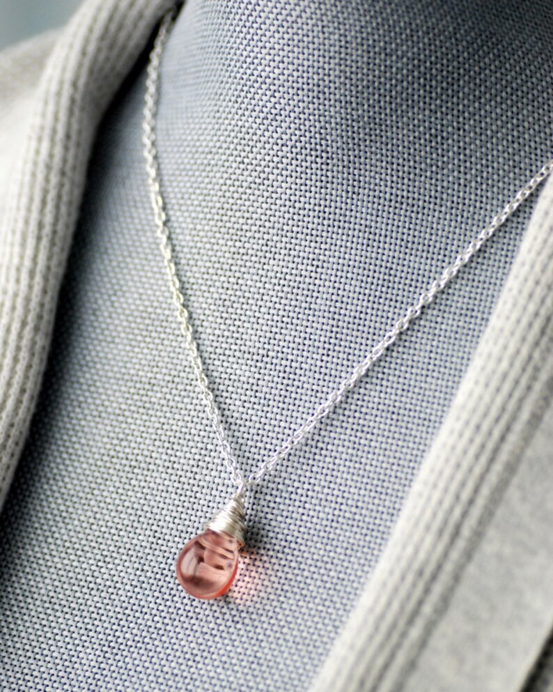 Blush Pink Necklace Pink Pendant Romantic Jewelry Pastel Etsy