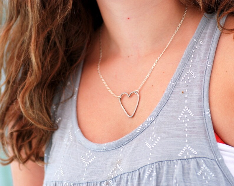 Wire Heart Necklace Metalwork Necklace Sterling Silver Etsy