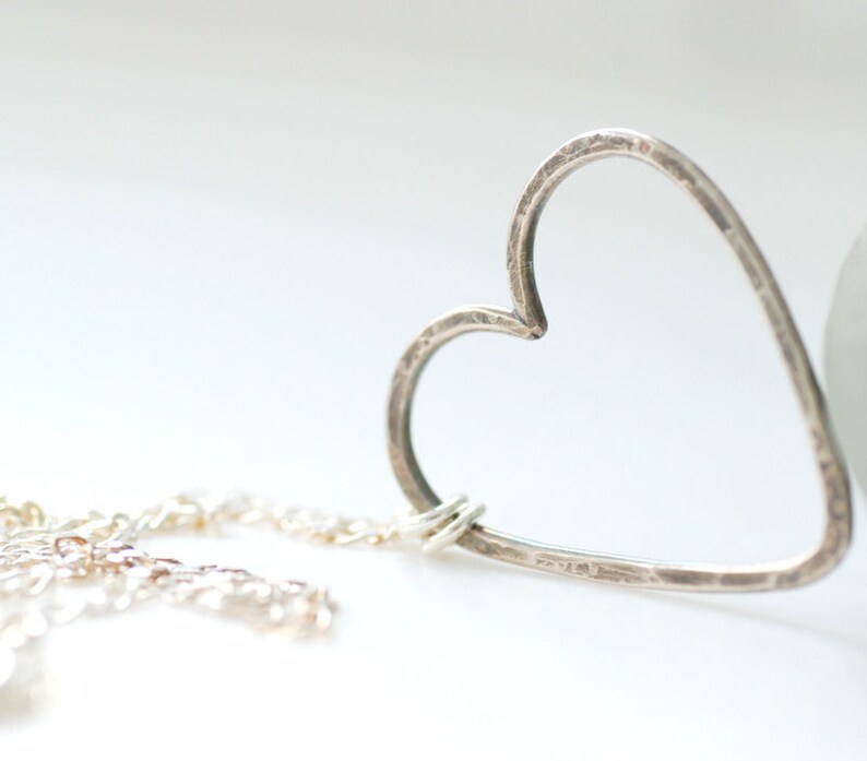 Wire Heart Necklace Metalwork Necklace Sterling Silver Etsy