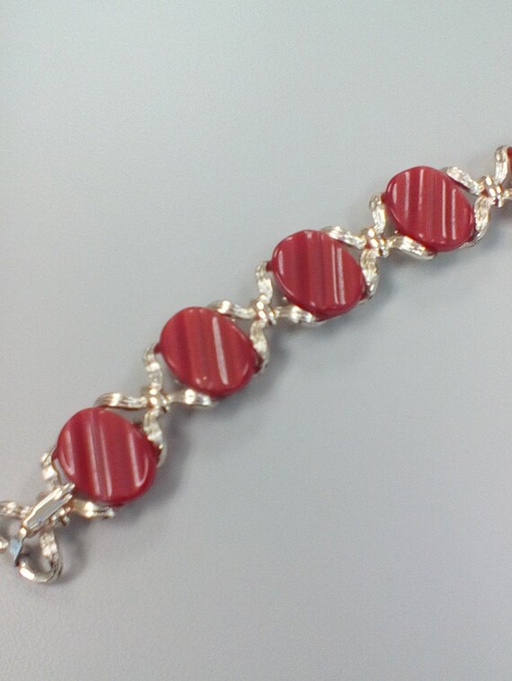 Asian Inspired Expansion Stretch Bracelet Burnt Orange Thermoset
