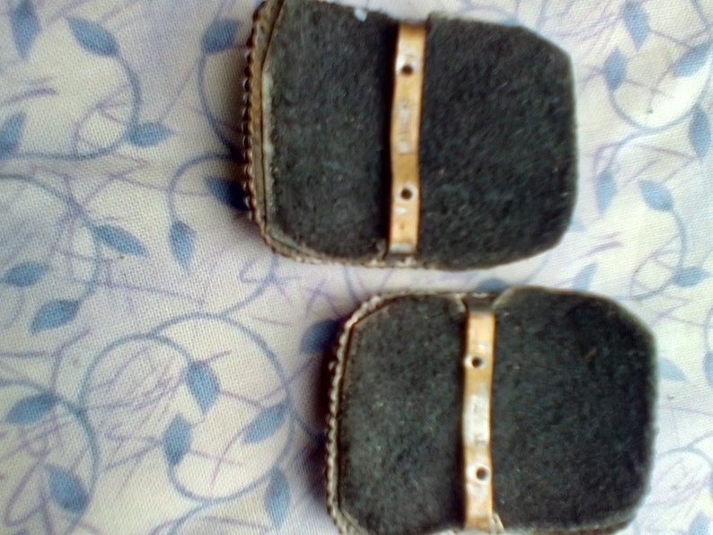 Cut steel shoe buckles 12 facets leather backed 17th-18th century