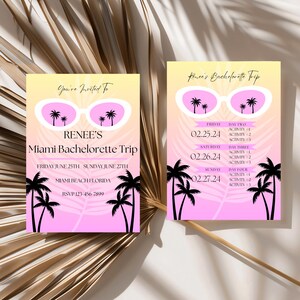 Bachelorette Itinerary | Yellow Pink Miami Vacation Itinerary | Bachelorette Template | Miami Bachelorette Itinerary | Bachelorette Party |