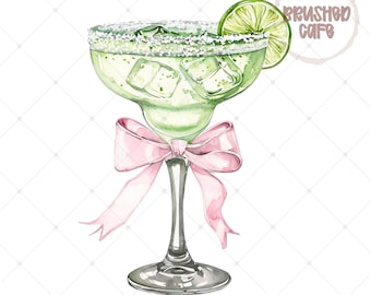 Coquette Margarita PNG: Pink Bow Cocktail Design (Digital Download)