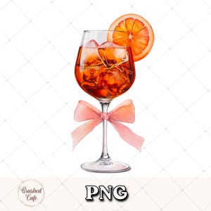 Aperol Spritz PNG: Clipart del cocktail Coquette Bow (download digitale)