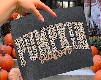 Pumpkin Season PNG: Cheetah Leopard Print Png Sublimation Fall Design (Digital Download)