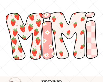 Strawberry Mimi PNG: Kwiatowy wzór koszuli w kratkę (pobranie cyfrowe)