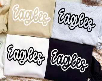Trendy Eagles Mascot SVG PNG Bundle: School Spirit Mascot Shirt Design (Digital Download)