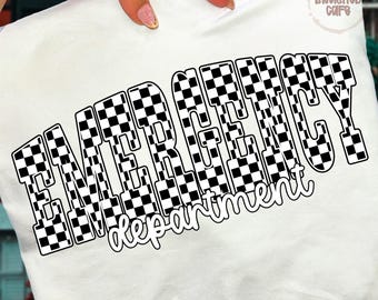 Design de emergência xadrez retrô PNG: Técnico de enfermagem do departamento de emergência (download digital)