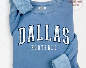 Dallas Football PNG: Distressed Varsity Football Game Day Shirt Design (Digital Download)
