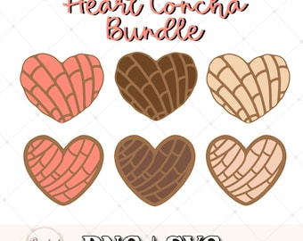 Pacote SVG de Concha em Coração: Pan Dulce Mexicano (Download Digital)
