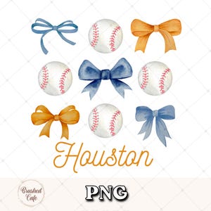 Houston Baseball and Bows Png Astros Baseball Inspired Game Day Sideline Era Sublimation Digital Download