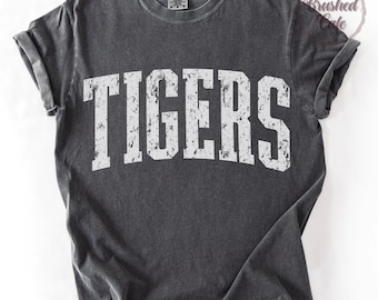 Trendy Tigers Maskottchen PNG: Schul Spirit Shirt Design (Digitaler Download)