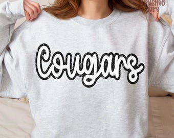 Retro Cougars Mascot PNG: School Spirit Shirt Design (Digital Download)