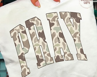Camo Pray PNG: Christelijk camouflage shirtontwerp (digitale download)