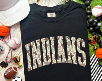 Camo Indians Mascot PNG, School Spirit Design (Digital Download)
