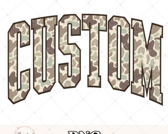 Custom Camo Name PNG: Distressed Retro Varsity Font (Digital Download)