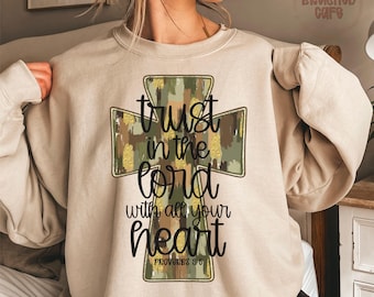 Tarnfarbenes christliches T-Shirt (PNG), Design mit Glaubenszitat (Digitaler Download)