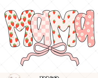 Strawberry Mama PNG: Kwiatowy wzór koszuli w kratkę (pobranie cyfrowe)