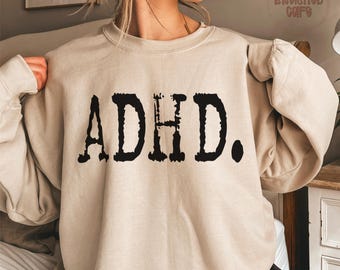 TDAH PNG: Diseño de camiseta con tipografía desgastada para TDAH (descarga digital)