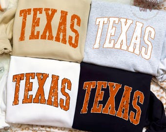 Bränt orange Texas PNG: Distressed Varsity Bundle Game Day-tröjadesign (digital nedladdning)