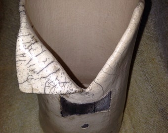 Raku bow tie vase