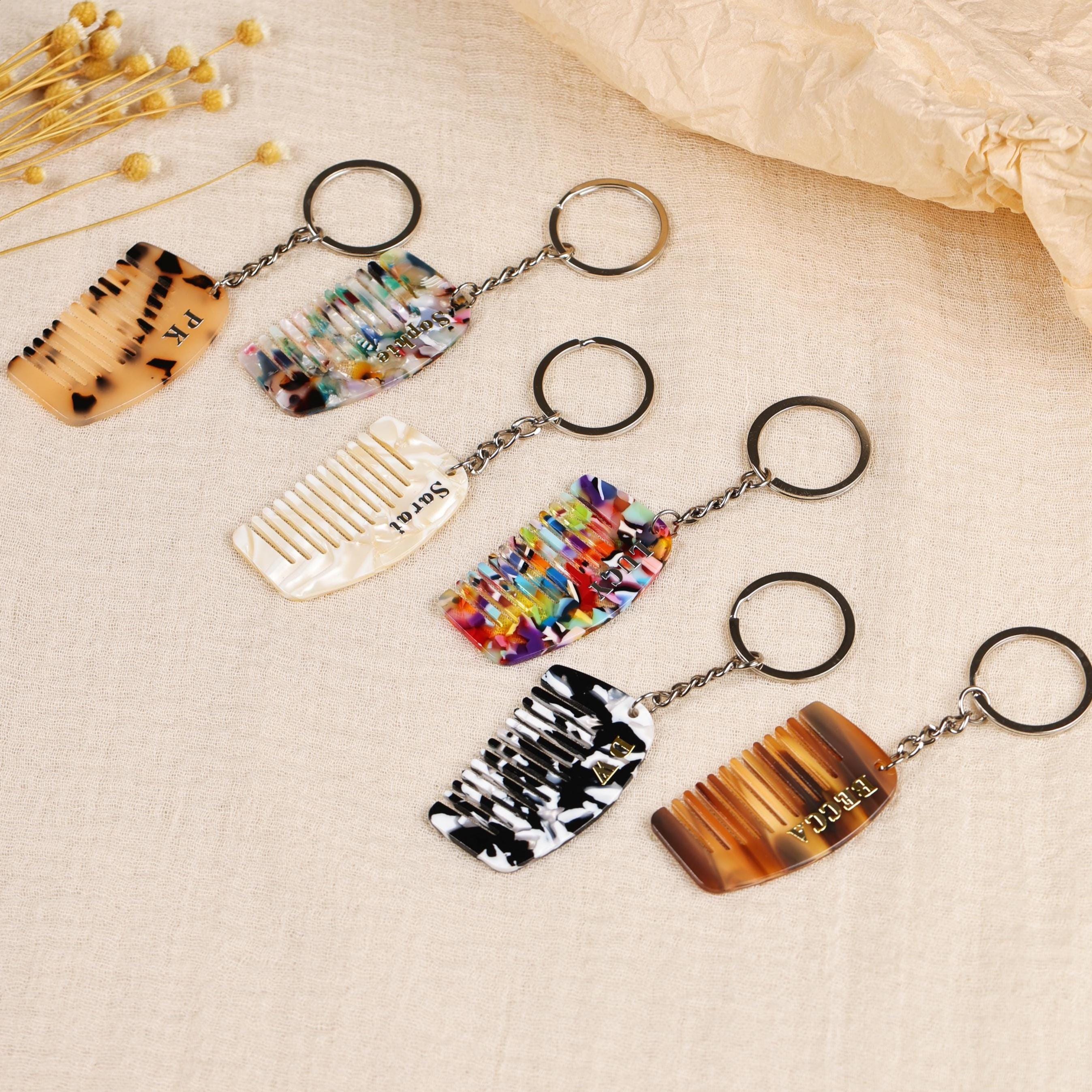 Tortoise Shell Initial Keychain - Etsy
