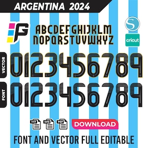Argentinas typsnittströja 2024 Copa America vektor pdf, svg, ttf.
