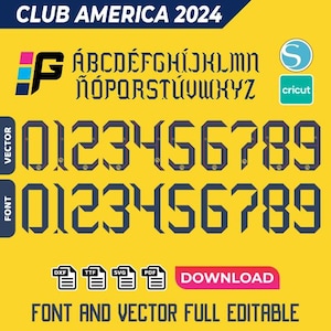 Club America font jersey vector 2024 pdf, svg, ttf, dxf.