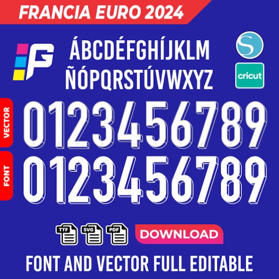 Francia jersey carattere vettoriale 2024 pdf, svg, ttf Italia