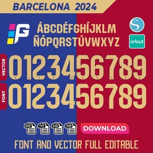 Barcelona Spain font jersey vector 2024 pdf, svg, ttf, dxf.