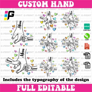 VECTOR Mother's Day Hands Pack, personalized hands mom and son Full customizable