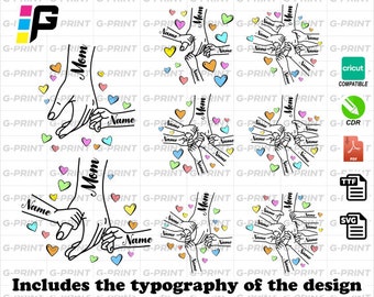 Mother&#39;s Day Hands Pack VECTOR, personalized hands of mom and son Fully customizable