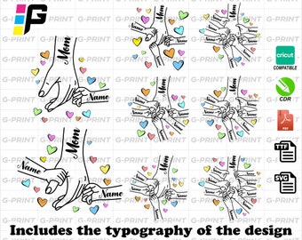 VECTOR Muttertags-Händepaket, personalisierte Hände von Mutter und Sohn, vollständig anpassbar