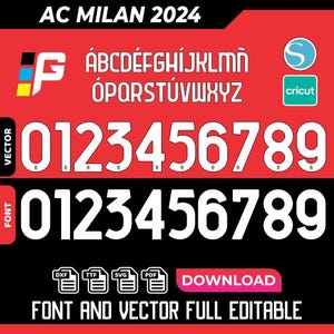 Ac Milan font jersey vector 2024 pdf, svg, ttf