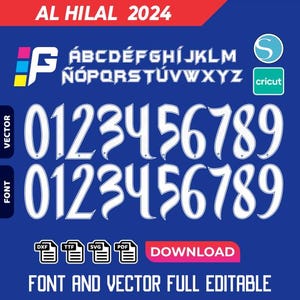 Al Hilal font jersey vector 2024 pdf, svg, ttf, dxf.