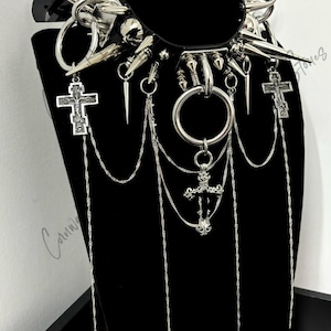 Black Choker Punk Gothic with Spike Studded Patent Leather Cyberpunk Metal Choker Darkwave Necklace collar Punk Goth Choker