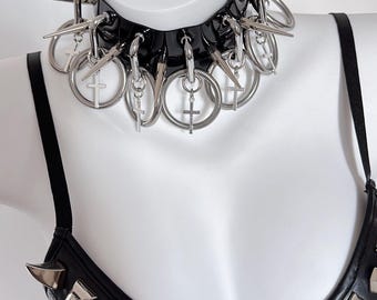 Spiked Choker: Handmade Gothic Punk Collar Necklace Rebellious Choker