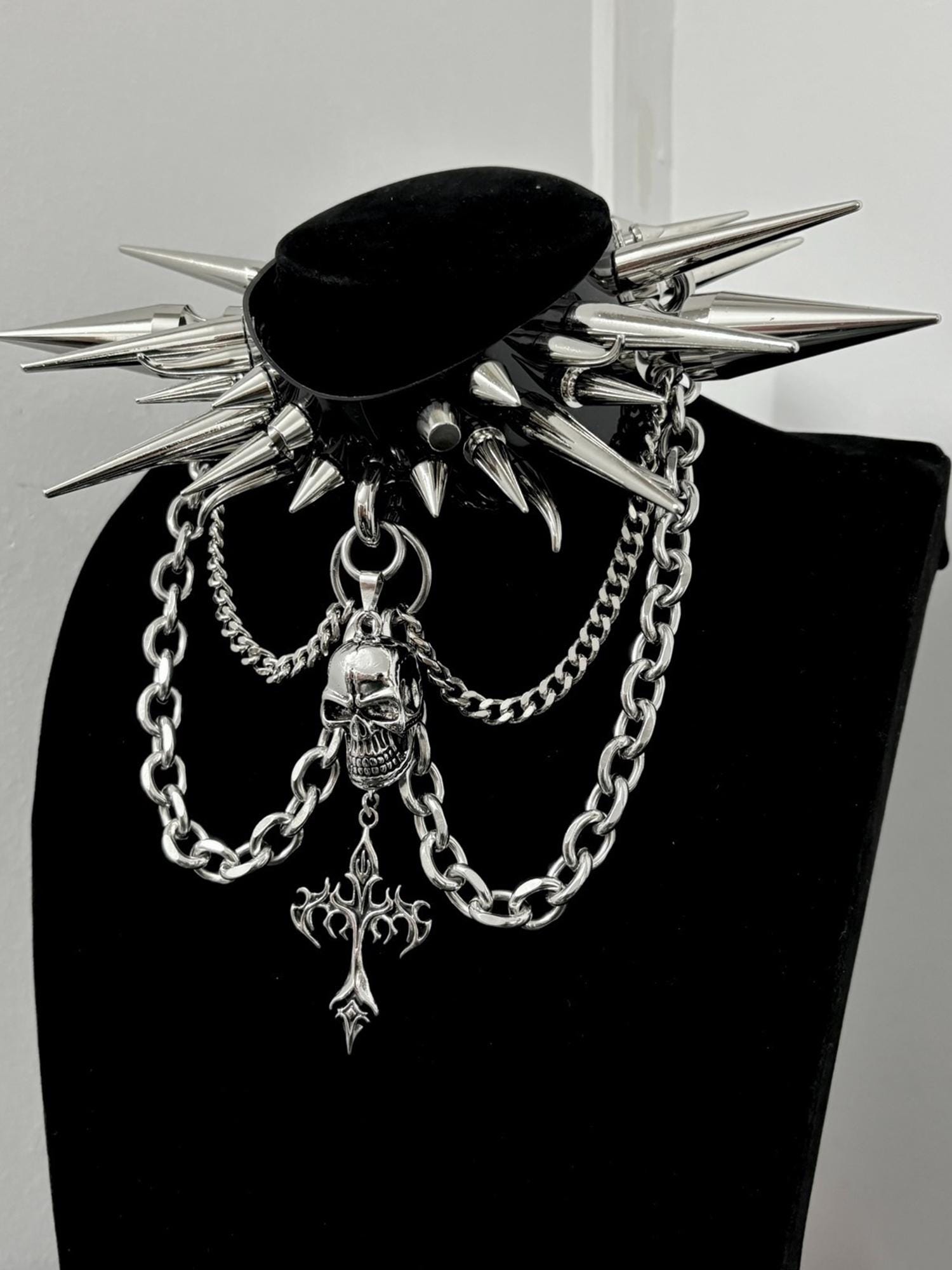 Long Goth Choker Spikes Gothic Spiked Choker With Long Spikes