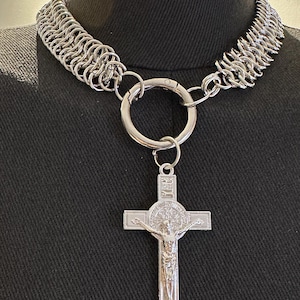 Chainmail Choker Necklace With Pendant Rock style necklace Gothic choker collar