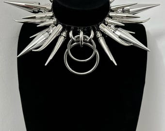 Extreme Spiked Choker: Handmade Gothic Punk Metal Collar Necklace