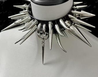 Extreme Spiked Choker: Handmade Gothic Punk Collar Necklace