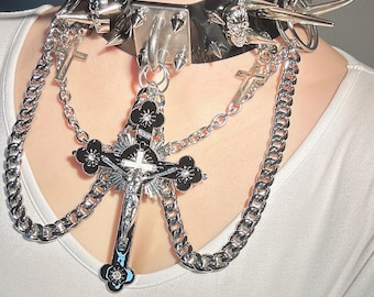 Besetzter Lack Choker: Punk Goth Halsband Halskette