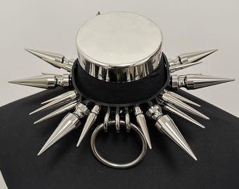 Gargantilla de cuero con pinchos hecha a mano: Collar gótico con tachuelas