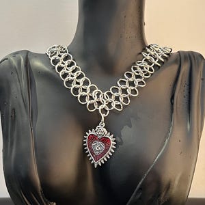 Chainmail Choker Necklace With Pendant Rock style necklace Gothic choker collar