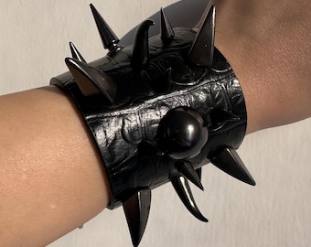 Spiked Leather Cuff Bracelet: Punk Rock Gothic Studded Wristband