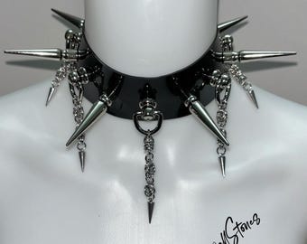Spikid Lack Choker: Punk Rock Gothic Halsband
